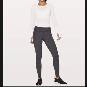 Lululemon Speed Up Tight 28" Power Luxtreme Variegated Knit Heathered Blk Sz 4